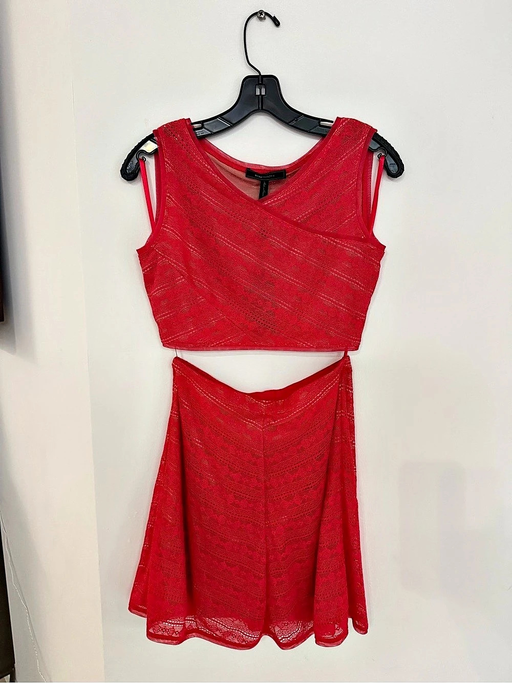 BCBGMAXAZRIA Red Geometric Two-Piece Skirt Set Small NWT